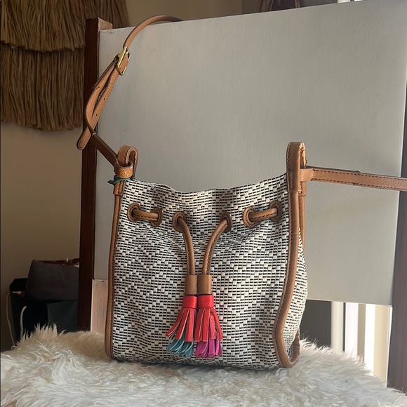 Fossil Handbags - Fossil Black and Tan Shoulder Bag with Classic Leather Accents